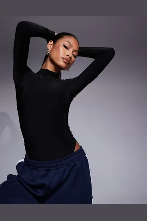 ASOS Double layer slinky high neck long sleeve bodysuit in