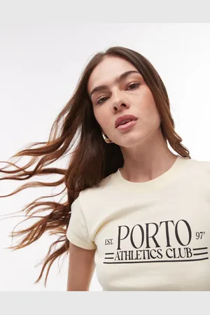 Topshop Graphic Porto baby tee in buttermilk