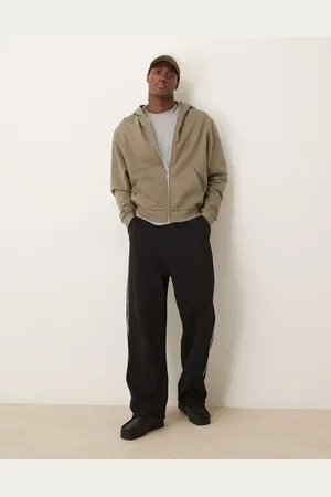 ASOS Essential boxy oversized zip through hoodie in khaki