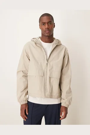 ASOS Windbreaker jacket with hood in stone