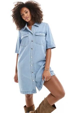 ONLY Short sleeve denim dress in light wash