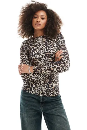 ONLY 2-way long sleeve top in leo print