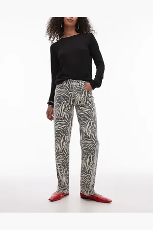 Topshop Zebra straight leg trouser in