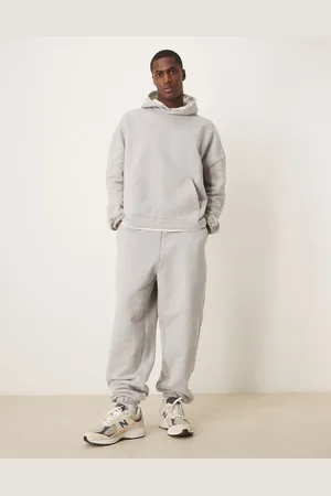 ASOS Co-ord premium heavyweight oversized joggers 650gsm in marl - LGREY