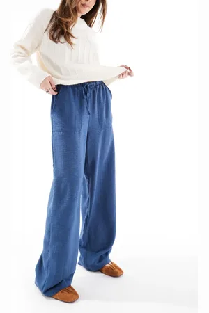 VERO MODA Lightweight tie waist trousers in dark denim