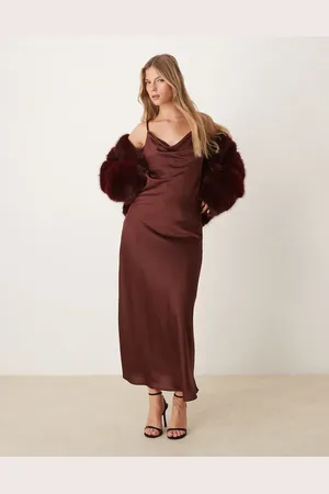 New Look Cowl neck satin midi dress in