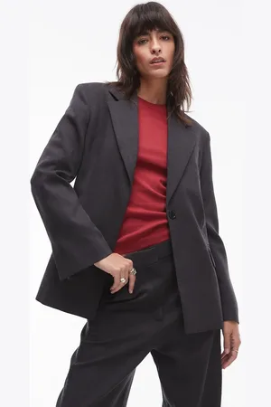 ARKET Co-ord wool blend blazer with cinched waist in melange