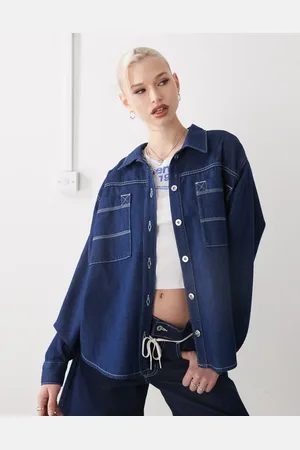 COLLUSION Denim oversized shirt in rinse wash