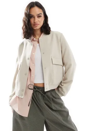VERO MODA Tailored bomber jacket with pockets in cream