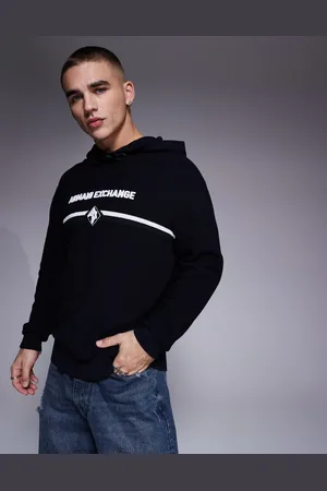 Armani Exchange Knitted hoodie with chest logo in