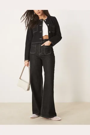 ASOS Patch pocket wide leg jean with contrast stitching in