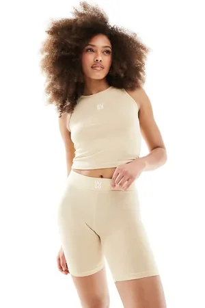HUGO BOSS Hugo Bodywear logo suki legging short in beige