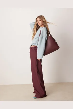 ASOS Tailored wide leg pull on trouser in plum