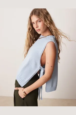 ASOS Crew neck knit tabard vest with tie sides in light