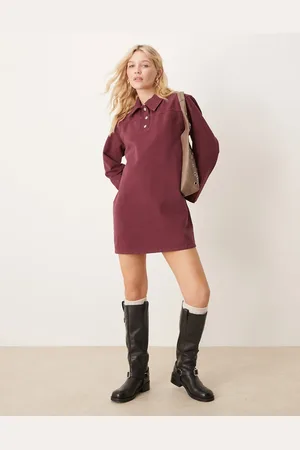 ASOS Denim shirt dress in fig