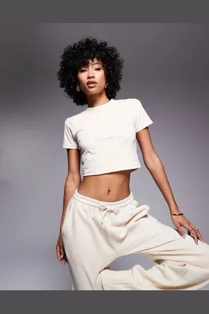 Kaiia Sport embroidered logo baby tee co-ord in cream