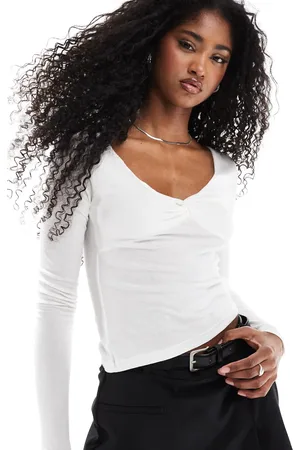 Stradivarius STR long sleeve twist front top in