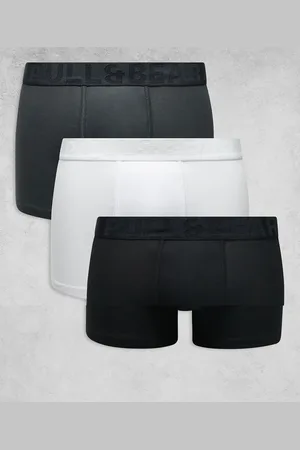 Pull&Bear 3 pack boxers contrast waistband in white, grey and black