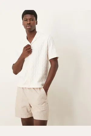 Abercrombie & Fitch Short sleeve knit resort button through polo in cream