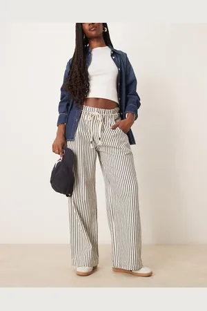 Free People Dakota striped cinched waist pull-on jeans in