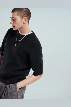 ASOS Relaxed knitted tshirt with rib panel in