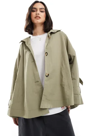 ASOS Funnel neck cape back trench in olive