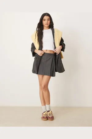 ASOS Pleated mini skirt in herringbone