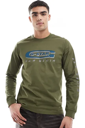 G-Star Long sleeve t-shirt in khaki with old skool logo