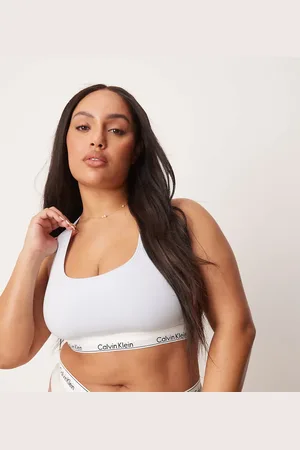 Calvin Klein Plus modern cotton unlined racerback logo tape bralette in