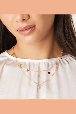 DesignB London Multirow celestial star and moon pendant necklace in