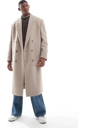 River Island Double breasted coat in sand