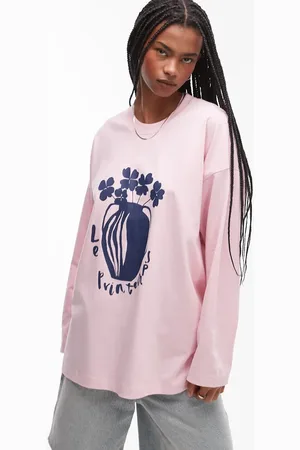 Topshop Graphic Le Printemps long sleeve skater top in