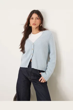 Abercrombie & Fitch Long sleeve button through cardi in light blue