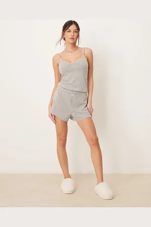 Abercrombie & Fitch Nightwear flippy pointelle short co-ord in light