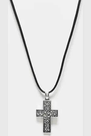 Reclaimed Unisex pretty cross on cord necklace