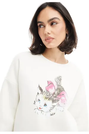 Miss Selfridge Oversized cute cat bow sweatshirt