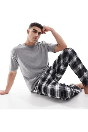 Hollister Nightwear short sleeve top & baggy trouser set in grey check