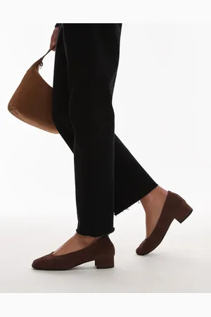 MANGO Suede heeled ballet shoe in dark