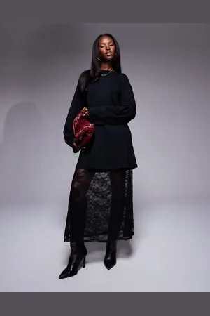 ASOS 2 in 1 T-shirt with lace midi dress skirt