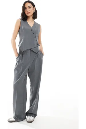 VERO MODA Slouchy pleat front trouser co-ord in dark melange