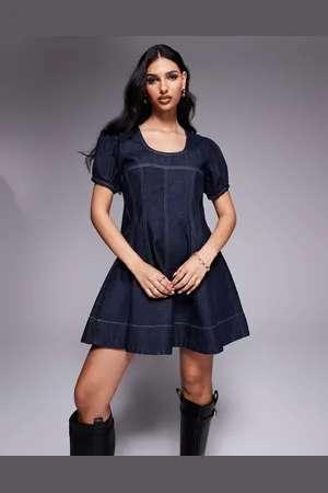 ASOS Denim seamed dress in rinse wash