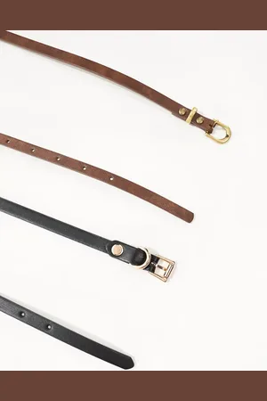 ASOS Pack of 2 skinny waist and hip belts in black and tan
