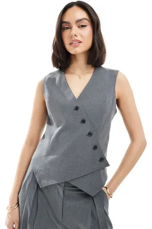 VERO MODA Asymmetric waistcoat co-ord in dark melange