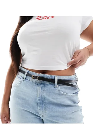 ASOS ASOS DESIGN Curve pack of 2 skinny waist and hip belts in black and tan