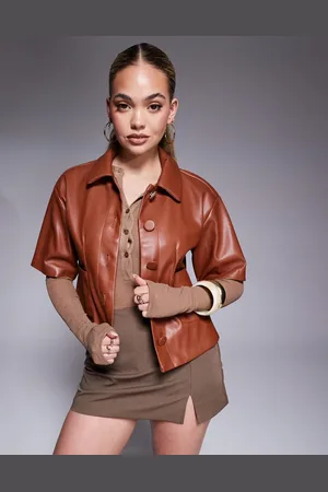 River Island Faux leather short sleeve shirt in