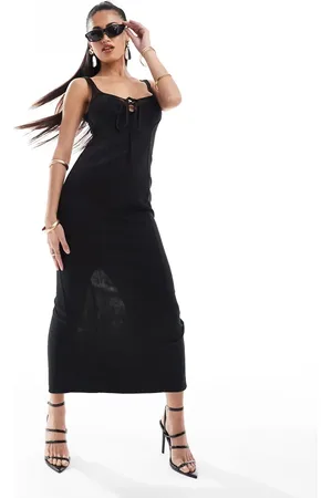 ASOS Sheer cup detail midi dress with lace up front in