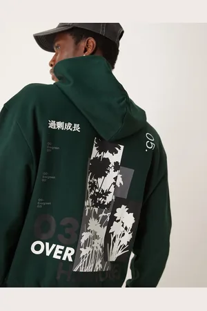 ASOS Boxy oversized hoodie with floral back print in dark