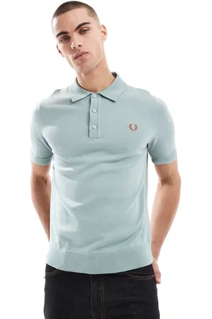 Fred Perry Knitted polo short sleeve shirt in ice