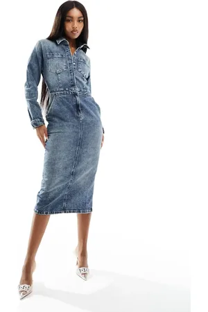ASOS Denim midi dress in midwash