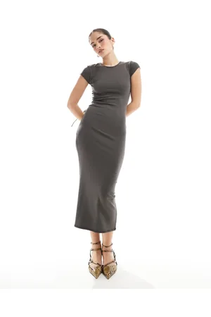 Pull&Bear Short sleeve polyamide midi dress in